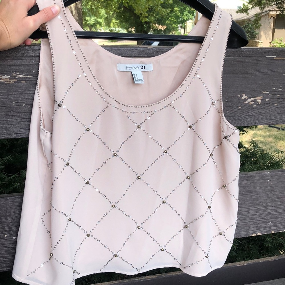 Forever 21 beaded cream blouse: Size L